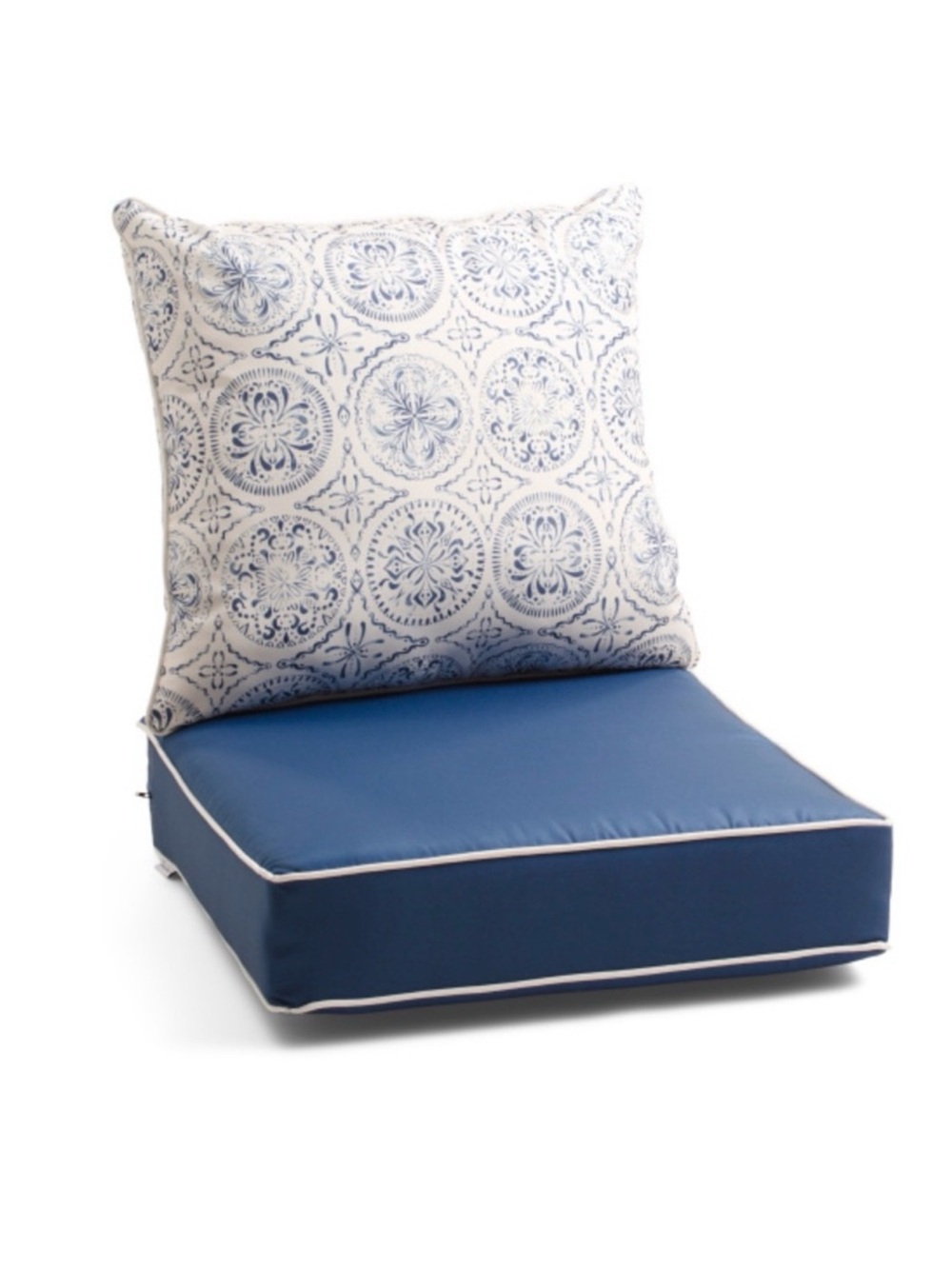 2pc Tommy Bahama Deep Seat Cushion Set Medallion BLUE in Carry Bag for 1 Chair